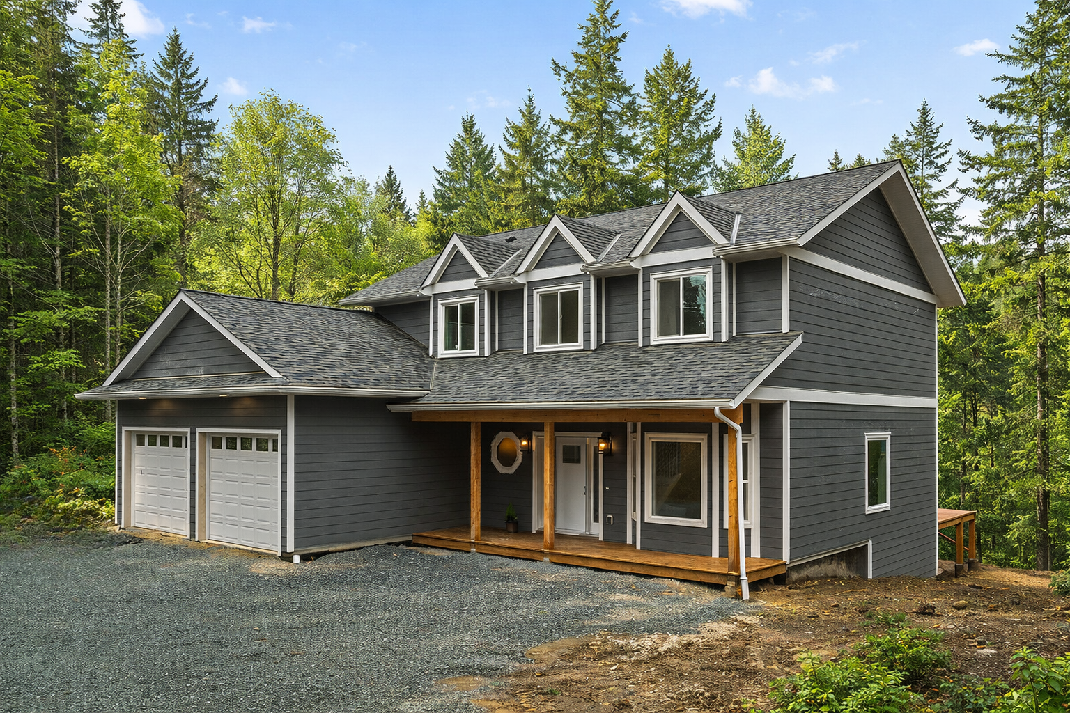 Exterior shot of the Atlin Lake built home